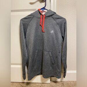 Adidas Charcoal Hoodie with Bright Red Accents
